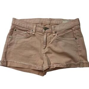 Rag & Bone Pink Peach Denim Jean Shorts Size 28 Raw Hem Cuffed